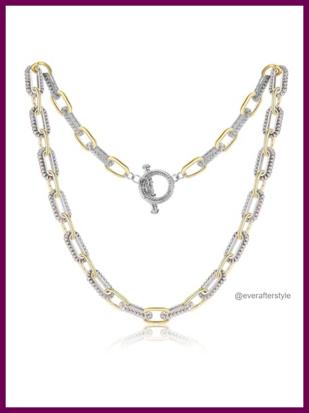 18k Gold Plated Double Twist Link Choker Necklace Chain Layering Jewelry